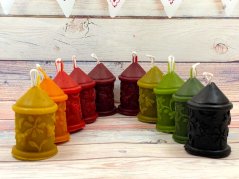 Svíčka ze včelího vosku úl kulatý se stříškou