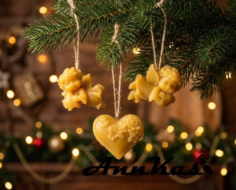 Sada ozdob ze včelího vosku andělé se srdcem