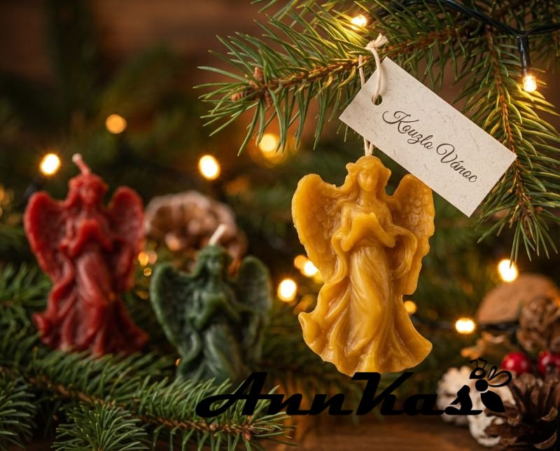 Ozdoba ze včelího vosku anděl velký - Barva: žluté