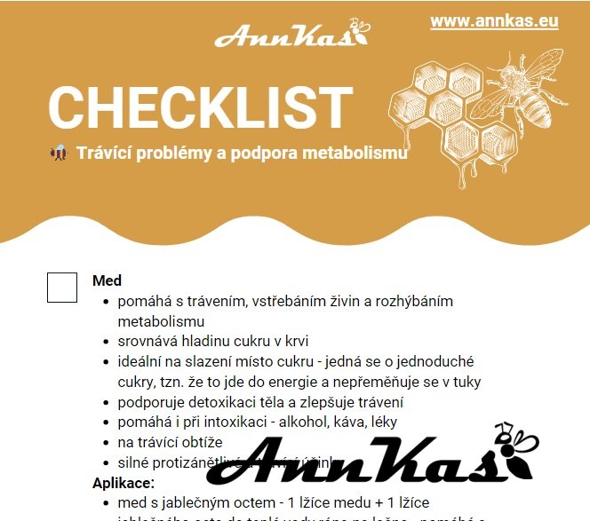 CHECKLIST -  Trávící problémy a podpora metabolismu