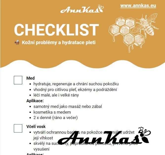 CHECKLIST -  Kožní problémy a hydratace pleti