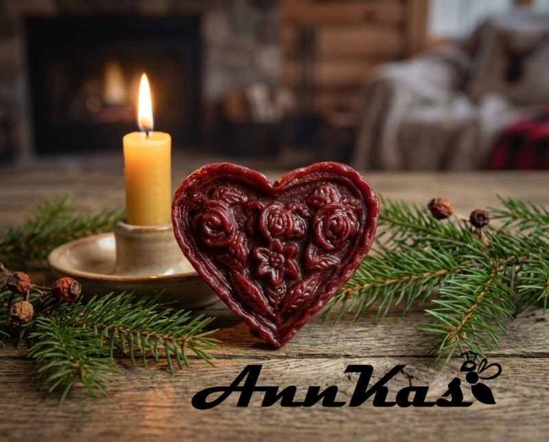 Ozdoba ze včelího vosku srdce velké