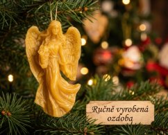 Ozdoba ze včelího vosku anděl velký s košíkem